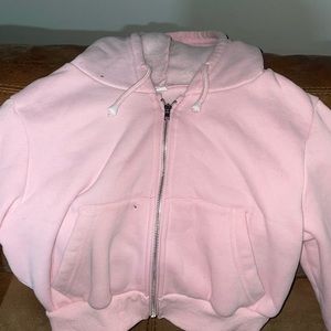 pink cropped hoodie